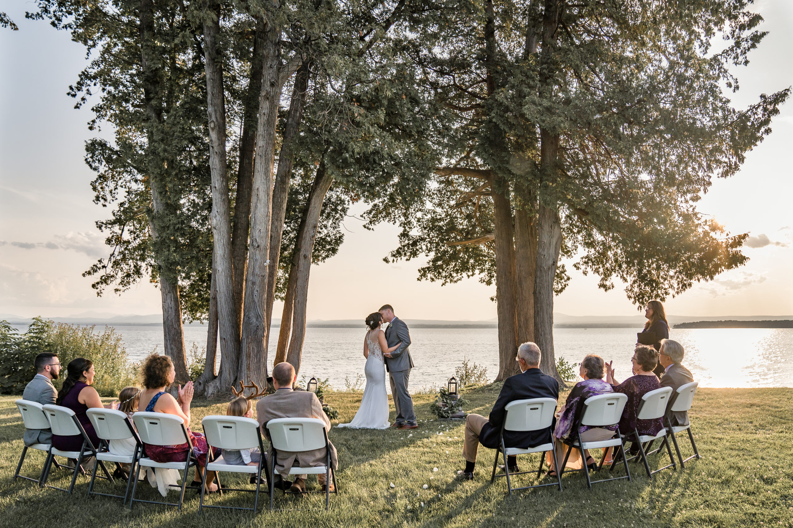 Lauren And Eric Exchange Vows At Their Lake Champlain Elopement.